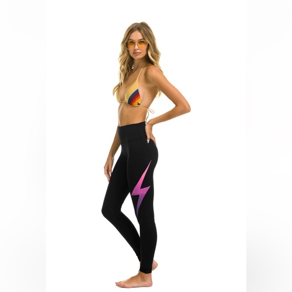 FULL LENGTH HI-RISE BOLT FADE LEGGINGS - BLACK / PINK / PURPLE - Picture 3 of 6